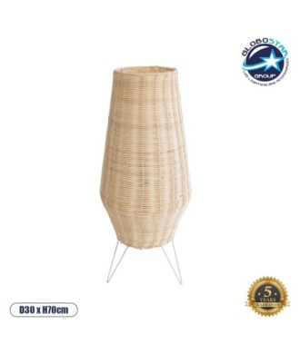 GLOBOSTAR® BOLSON 02012 Boho Επιδαπέδιο Φωτιστικό με Ντουί 1 x E27 AC 220-240V IP20 - Μπεζ & Λευκό - Μ30 x Π30 x Υ70cm